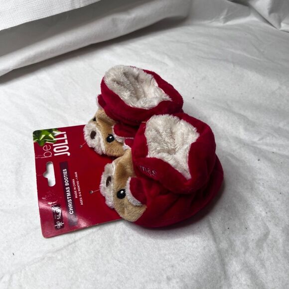 Christmas Booties for Baby Ages 0-6 Months NEW "First Christmas" Holiday Infant - Picture 2 of 7